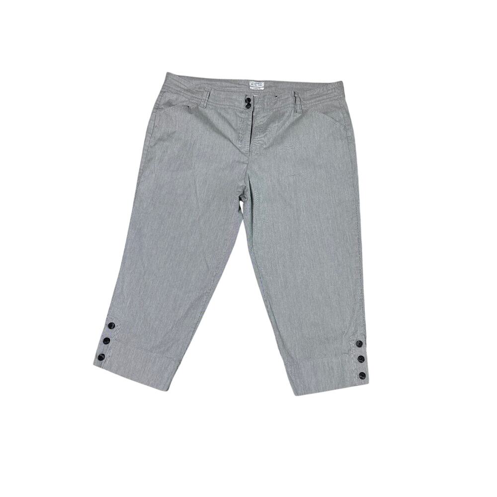 Charter Club Striped Capri Pants Black White Ticking 24W